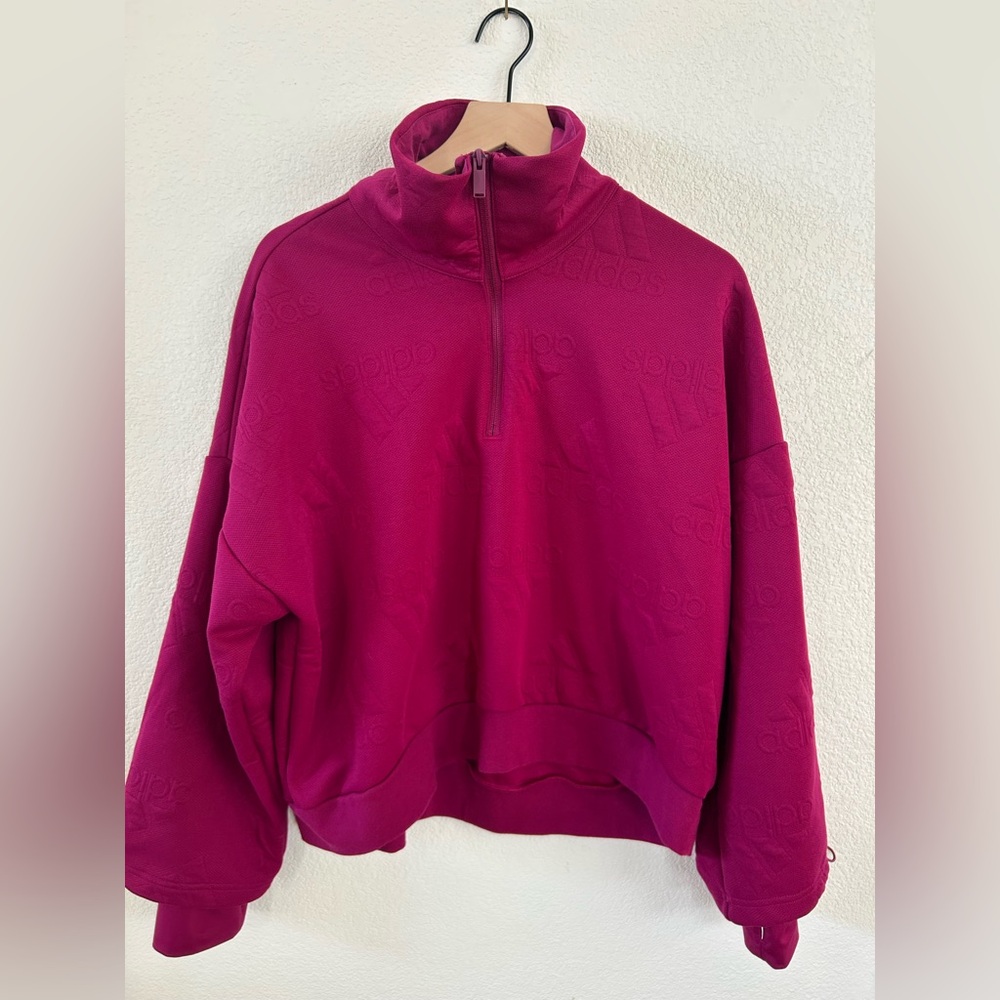 Adidas Women's Fuchsia Half-Zip Sweatshirt